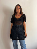 Maglia crochet nera lunga