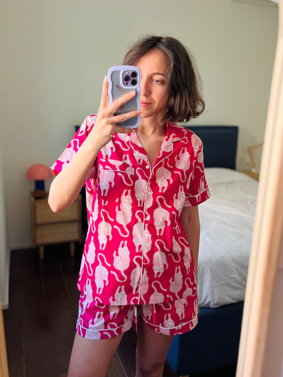 Pigiama corto fuxia tigri
