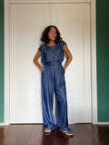 Pantalone sartoriale con le pince cangiante effetto denim