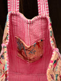 Maxi borsa trapuntata in velluto • rosa