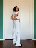 PRE ORDINE • Pantalone sartoriale con le pince bianco