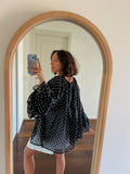PRE ORDINE • Maxi camicia Formentera nera pois piccoli