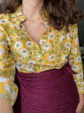 Combo “al contrario”  pareo + camicia • giallo e vinaccia