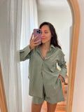 Camicia ampia cotone salvia