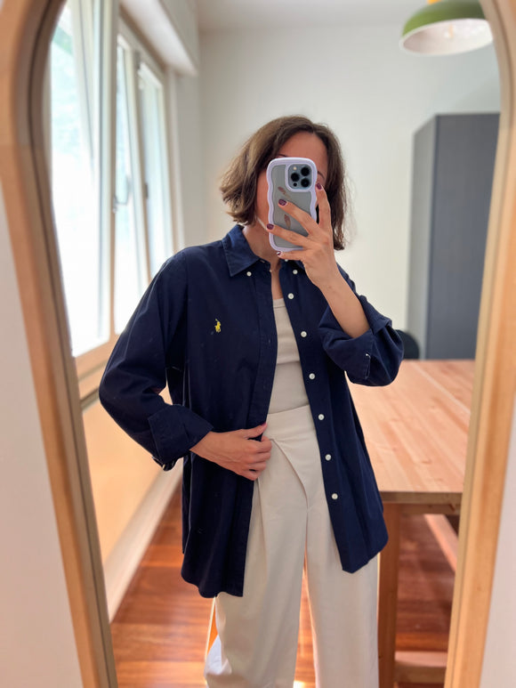 Camicia Ralph Lauren blu stemma giallo