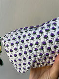 Beauty case di cotone bianco fiorellini viola