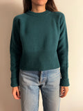 Maglione cachemire fondo a coste ottanio