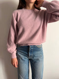 Maglione cachemire manica arricciata malva chiaro