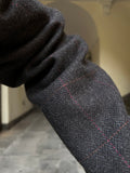 Blazer grigio spigato con riga rosa