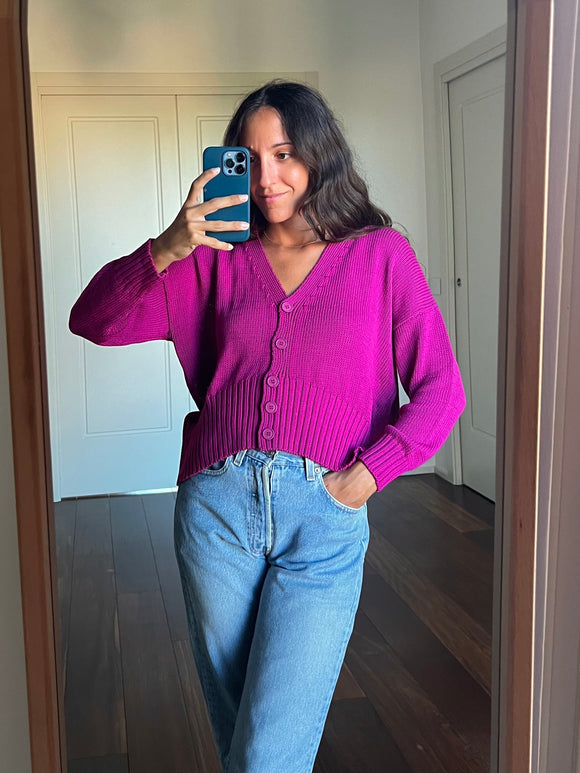 Cardigan corto ciclamino