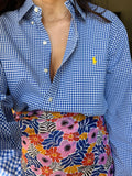 Combo pareo + camicia Ralph Lauren • fiori grandi e quadretti blu