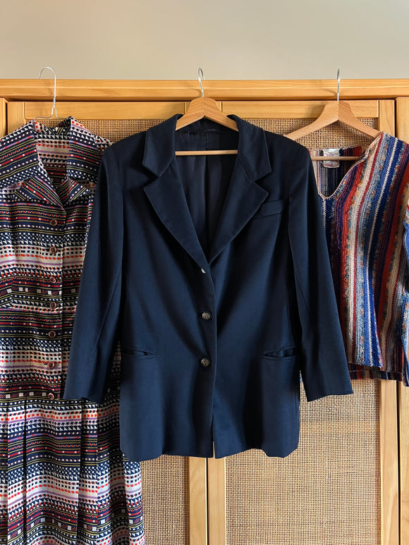 Blazer blu lana e cachemire