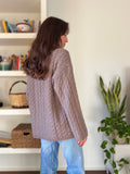 Maxi maglione trecce noce