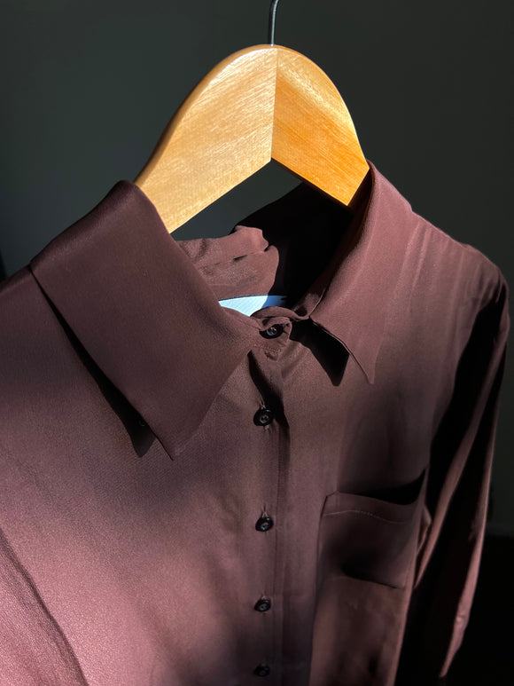 Camicia sartoriale seta marrone