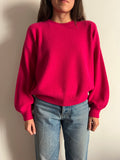 Maglione cachemire manica arricciata fuxia