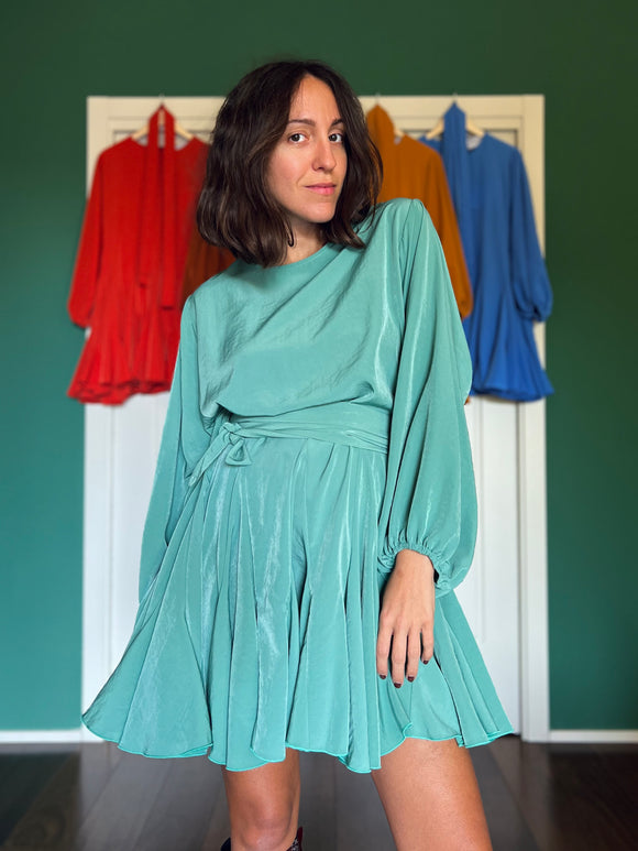 Abito con cintura cupro wash verde agata