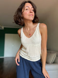 Top in maglia lavorata di cotone crema