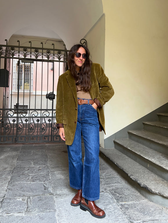 Blazer velluto a coste oliva