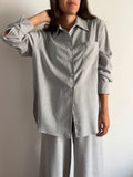 Camicia ampia fresco lana grigio chiaro