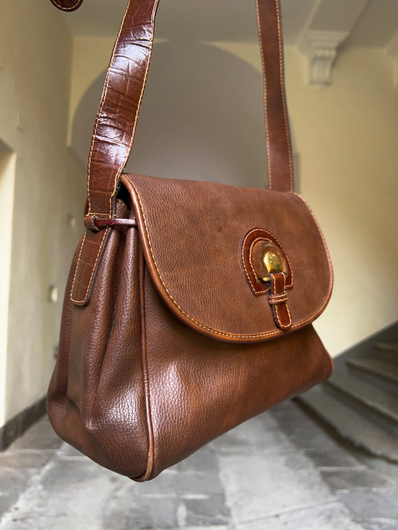 Borsa marrone con dettagli stampa cocco