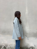Blazer in pelle grigio-azzurro