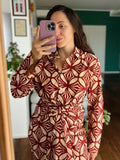 Camicia di cotone fantasia bordeaux