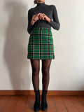 Gonna corta tartan verde