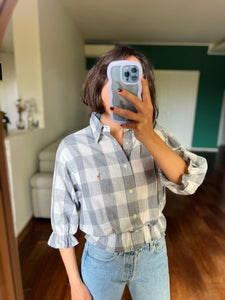 Camicia Gilbi Ralph Lauren quadri bianchi e grigi