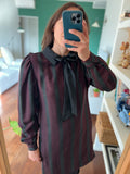 Abito corto di lana a righe nero e fuxia
