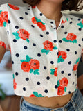 Maglietta crop pois e rose