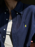Camicia Ralph Lauren blu stemma giallo