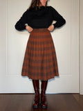 Gonna a pieghe tartan ruggine