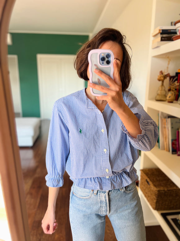 Camicia Gilbi Ralph Lauren quadretti blu stemma verde