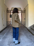 Blazer pied de poule con colletto di velluto