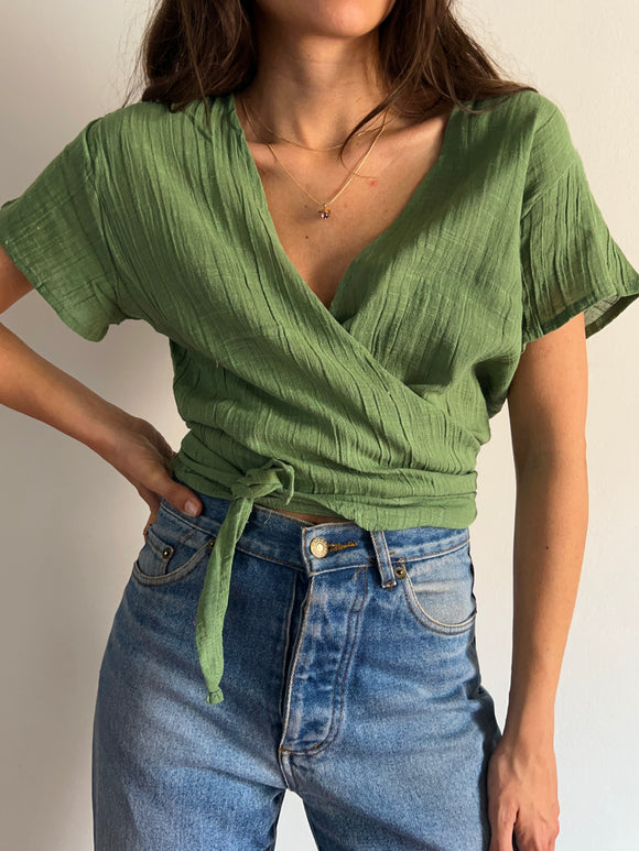 Top incrociato avocado