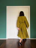 PRE ORDINE • Abito lungo con cintura satin olio