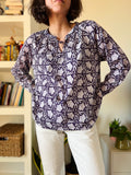 Camicia stampata con laccetto blu