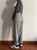 Pantalone di lana puntinato verde acqua