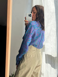 Camicia indiana modello maschile M/L azzurra e viola