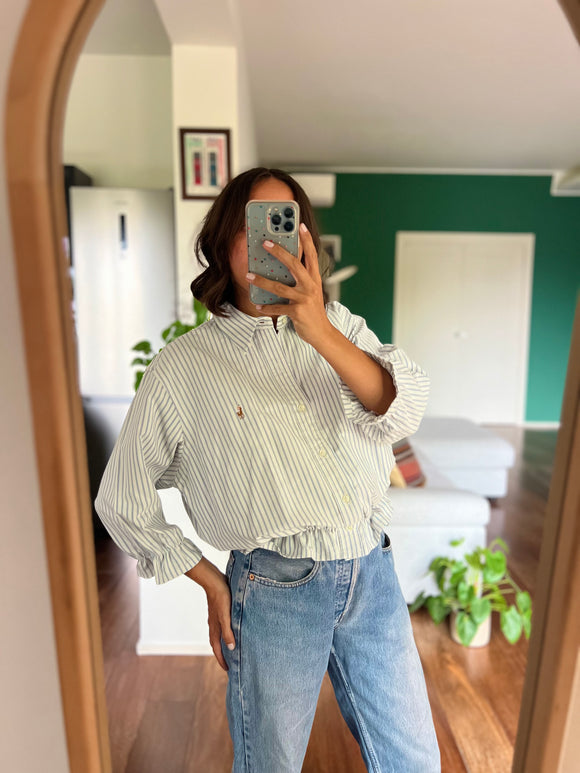 Camicia Gilbi Ralph Lauren bianca righe azzurre