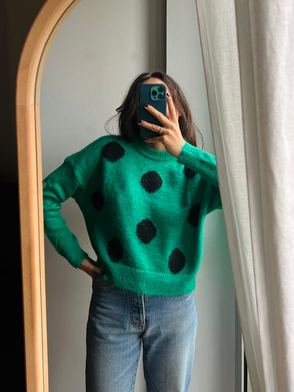 Maglione verde pois