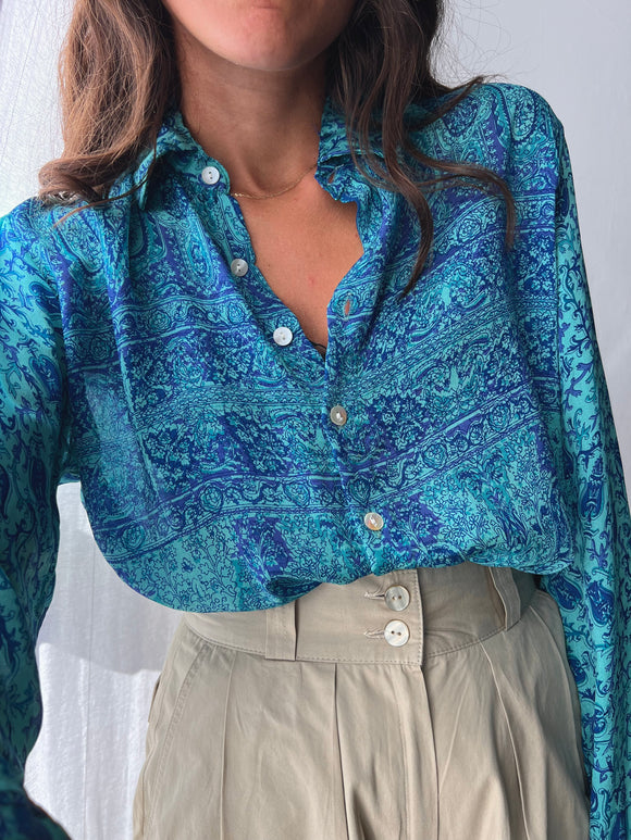 Camicia indiana modello maschile S/M turchese