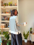 PRE ORDINE • Maglione over panna righe nere