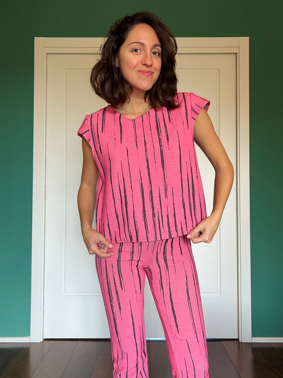 Maglietta rosa striata