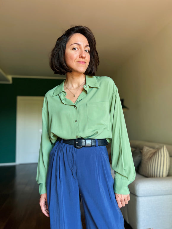 Camicia sartoriale seta verdina