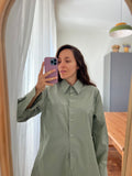 Camicia ampia cotone salvia