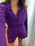 Camicia ampia cotone viola