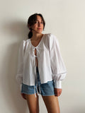 PRE ORDINE • Camicia con laccetti cotone bianca