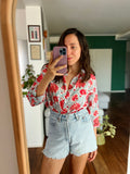Camicia di cotone fantasia base bianca