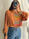 Camicia indiana modello maschile arancio e violetto
